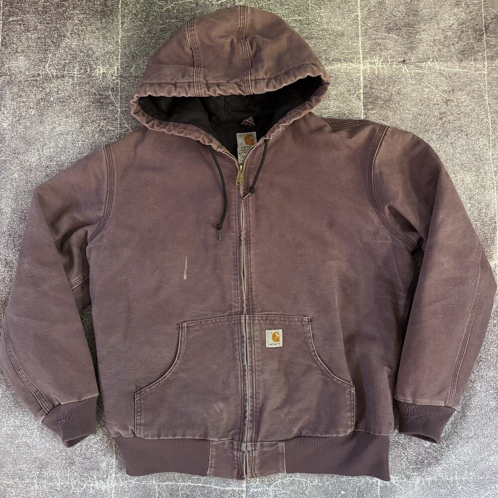 Men's Vintage Y2K Carhartt J130 Washed Duck Dusty Plum Purple Active Jacket Sz M